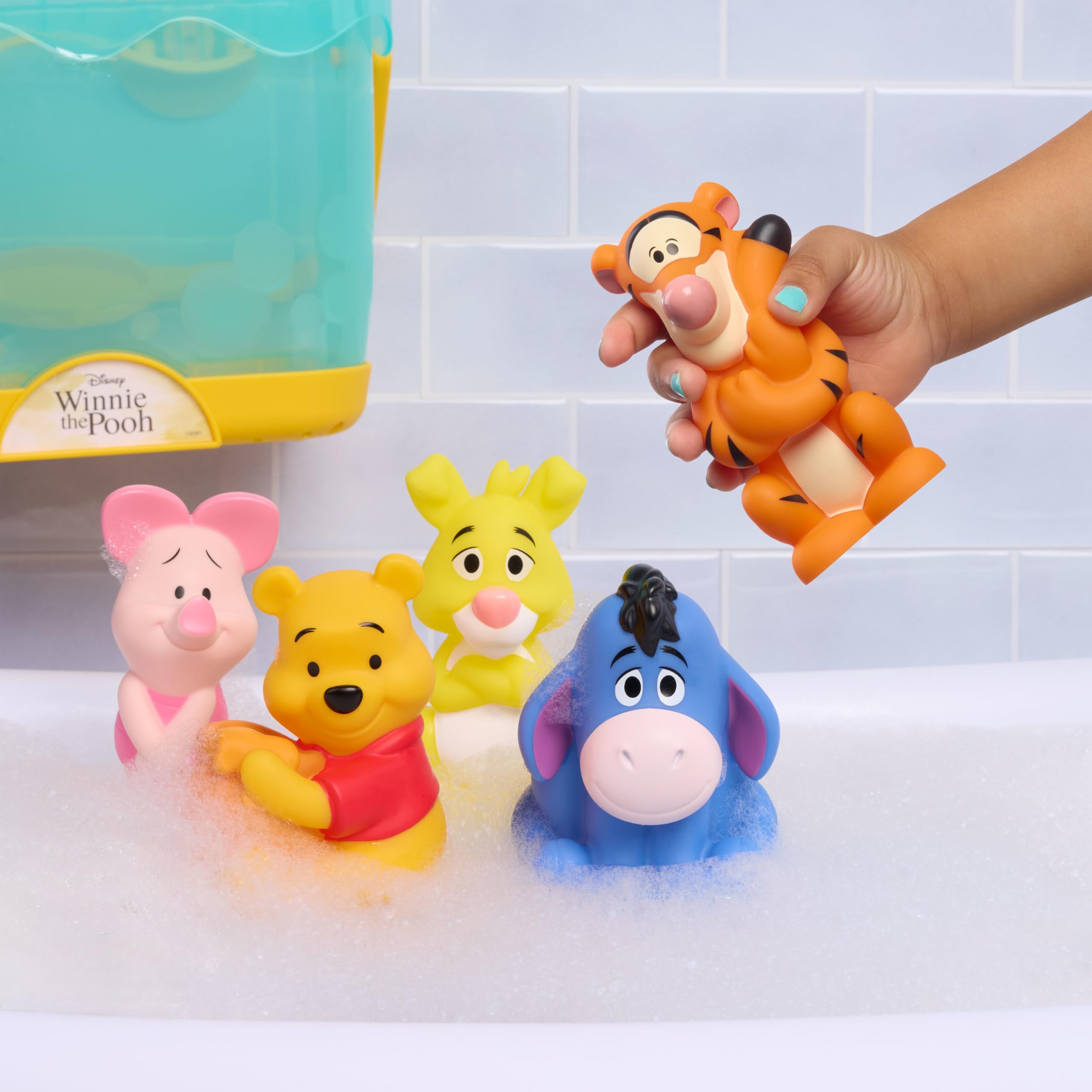 Disney Winnie the Pooh Bath Caddy - 5 Figures, Storage, Wall Mountable | Ages 3+ 2
