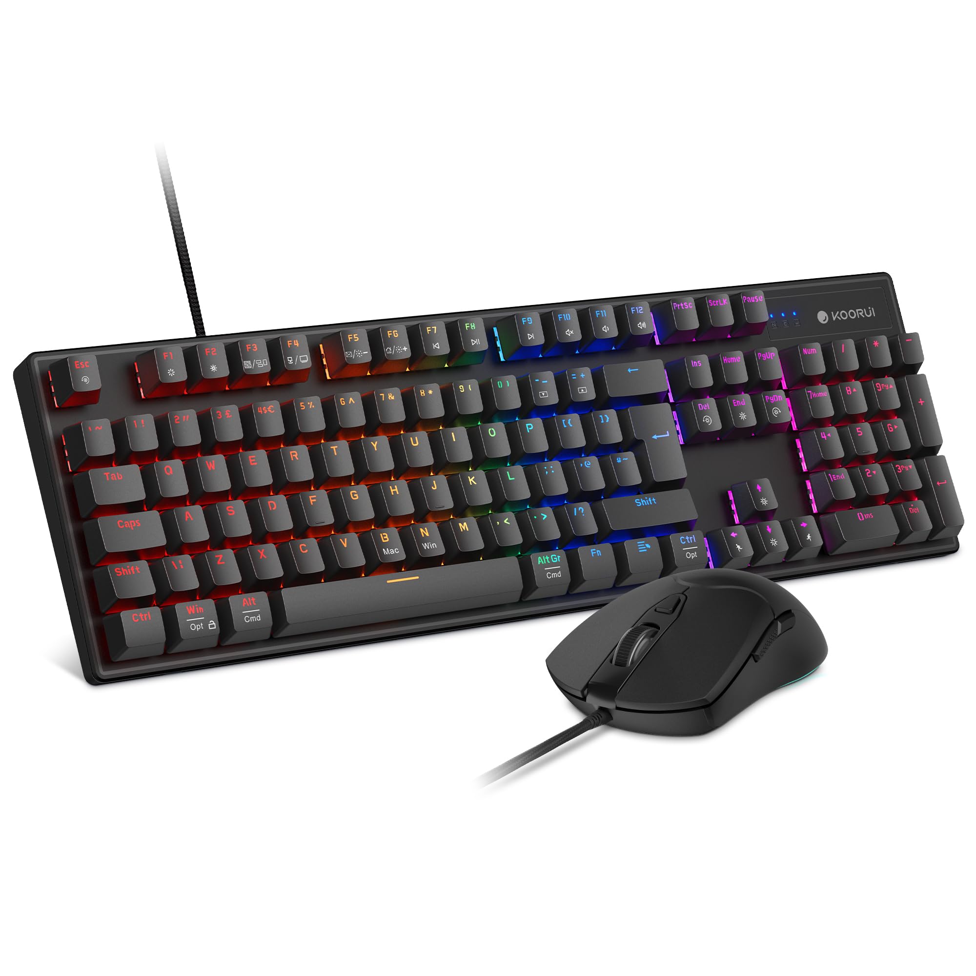 KOORUI Wired Gaming Keyboard and Mouse Combo - Blue Switch Mechanical Keyboard with 19 Lighting Effects 1