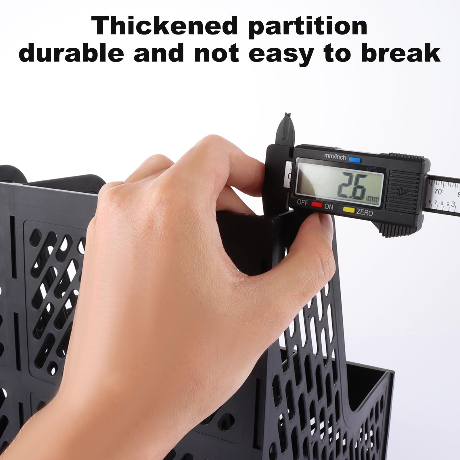 ASelected 4-Compartment Collapsible Magazine File Holder - Durable PP Plastic Desktop Organizer | Black 5