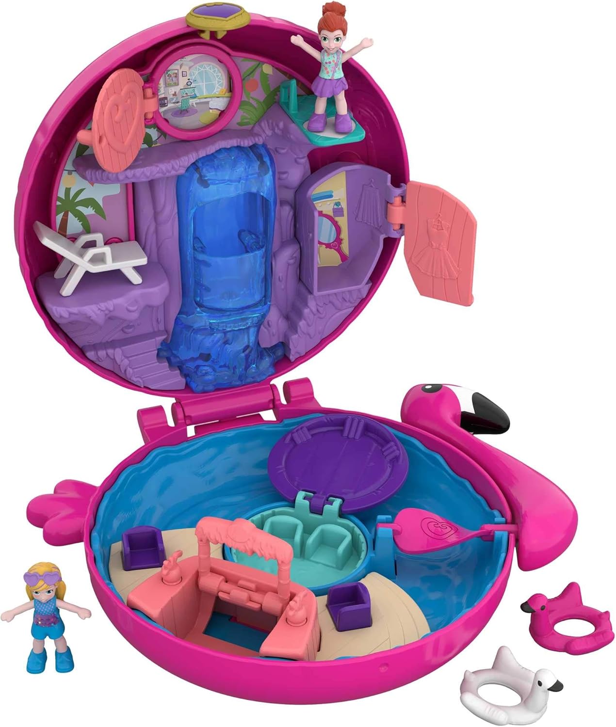 Polly Pocket Pocket World Flamingo Floatie Compact with Surprise Reveals, Micro Dolls & Accessories - Ages 4-10 1