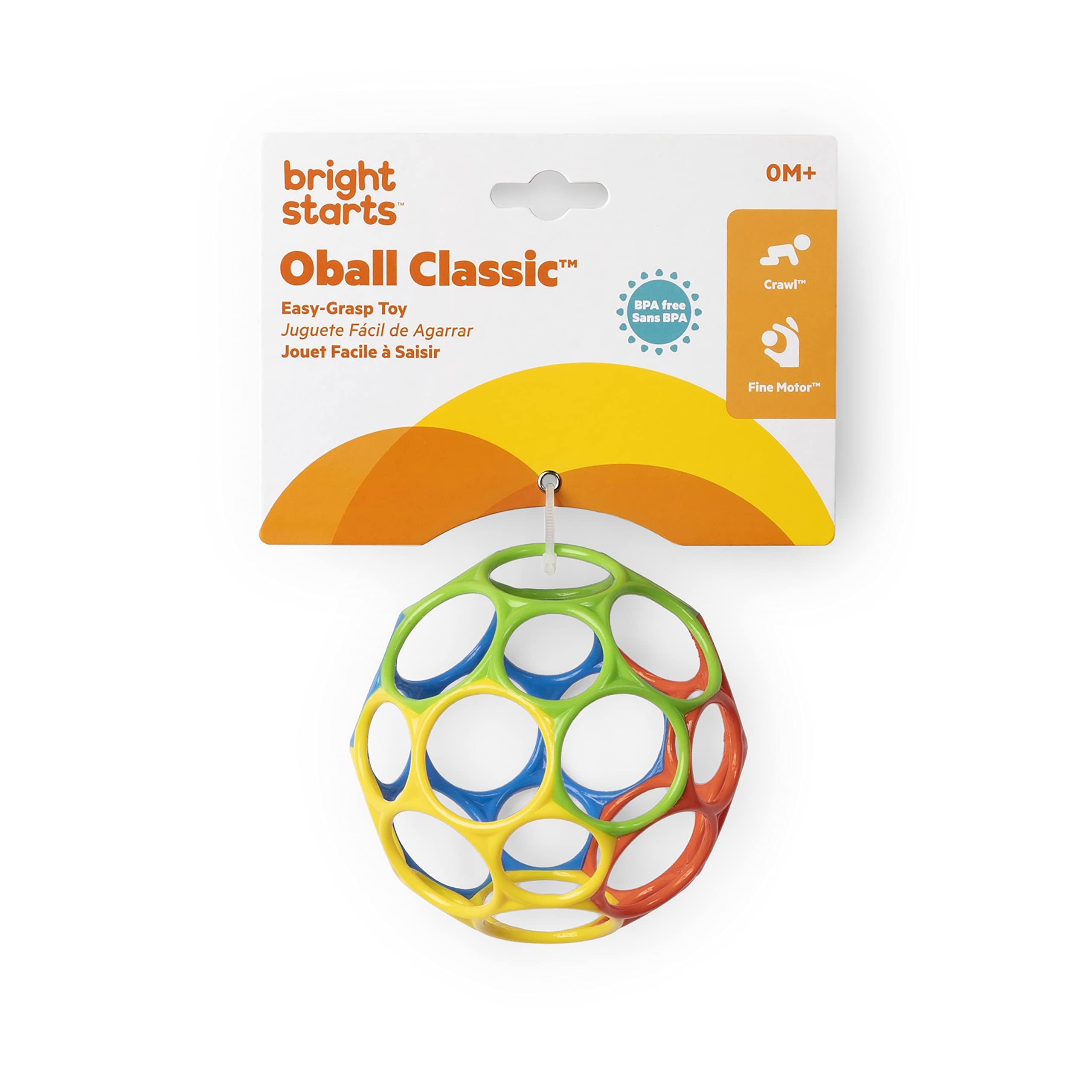 Bright Starts Oball Easy Grasp Classic Ball - BPA-Free Infant Toy for Newborns, 4-Inch Multi-Color 4