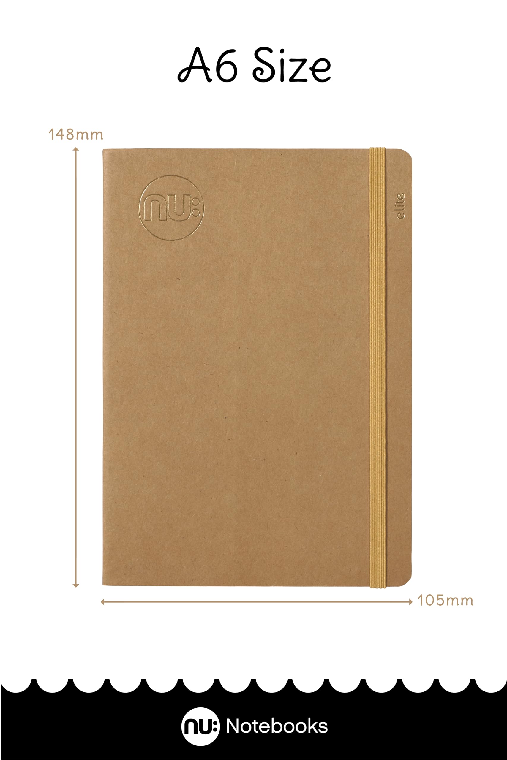 nu: Kraft Range A6 Stitched Spine Memo Book - Manilla Card Cover, 120 Pages, Pack of 3 3