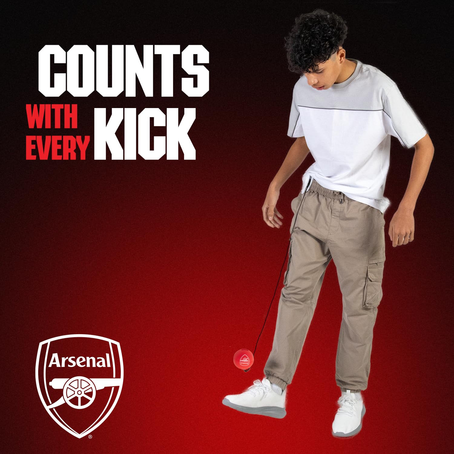 Smart Ball 1002 : 1002-AFC Football Kick Tracker | Counts up to 999,999 Kicks | Red