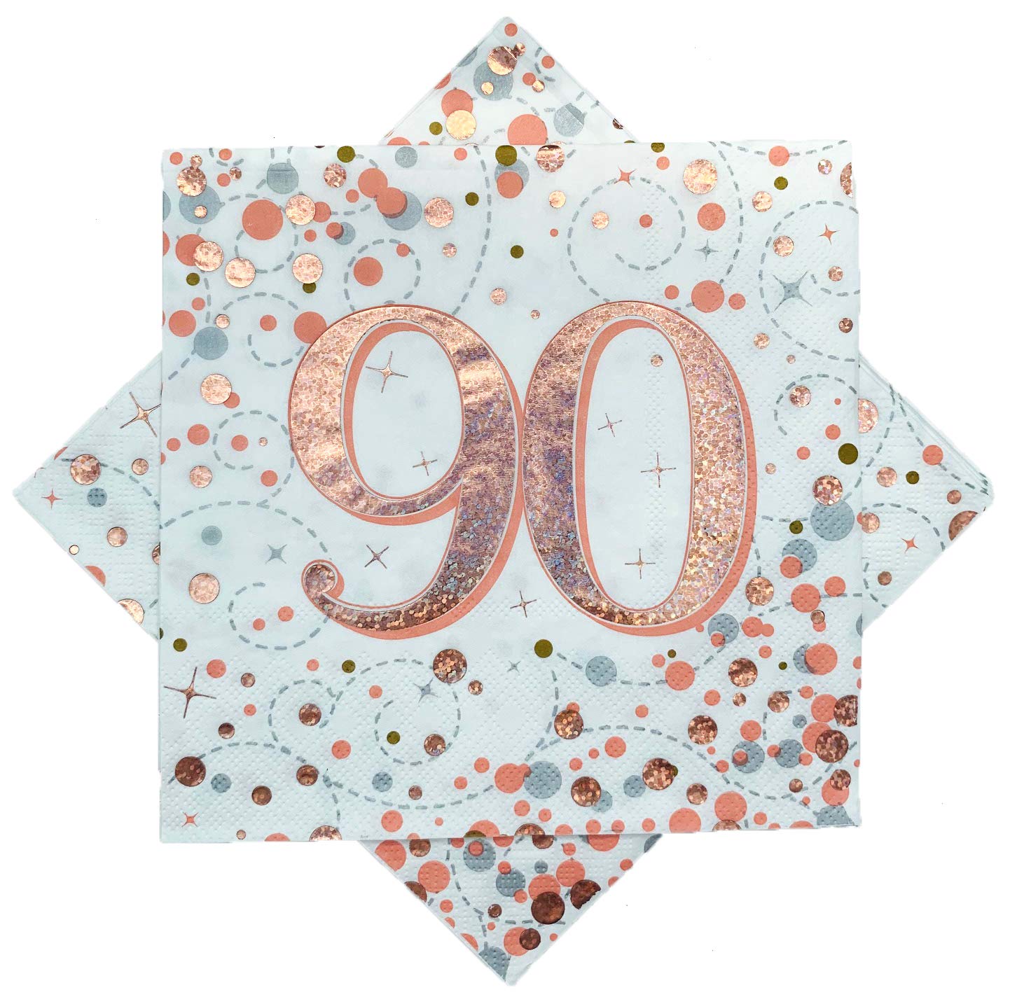 OakTree Sparkling Fizz 90th Rose Gold 3-ply Napkins | 33cm x 33cm | Pack of 16