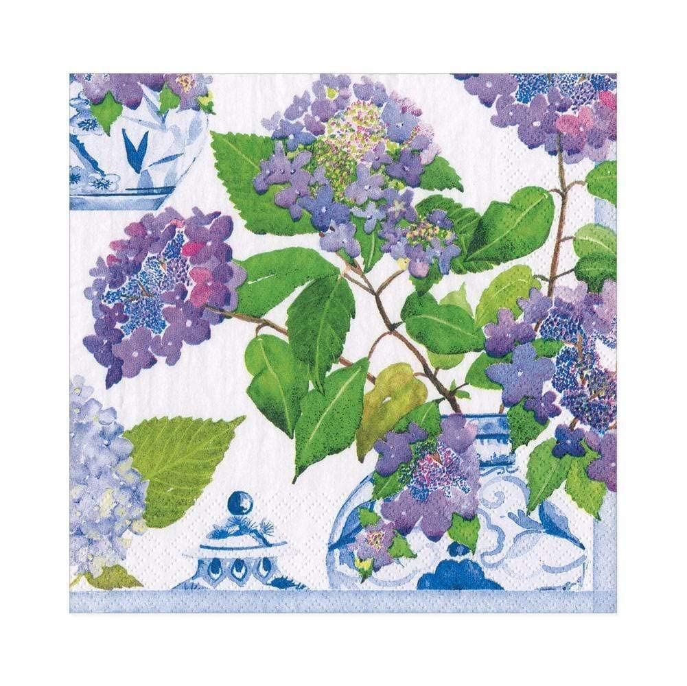 Caspari Hydrangeas and Porcelain Luncheon Napkins - Triple-Ply, 20 Count | Germany 1