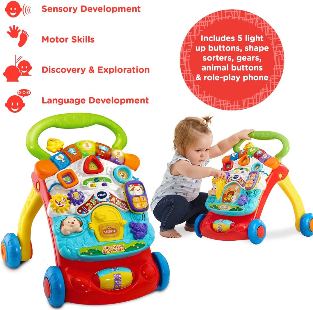 VTech First Steps Baby Walker - 2-in-1 Activity Centre with Lights, Sounds & Shape Sorter for 9 Months+ 5