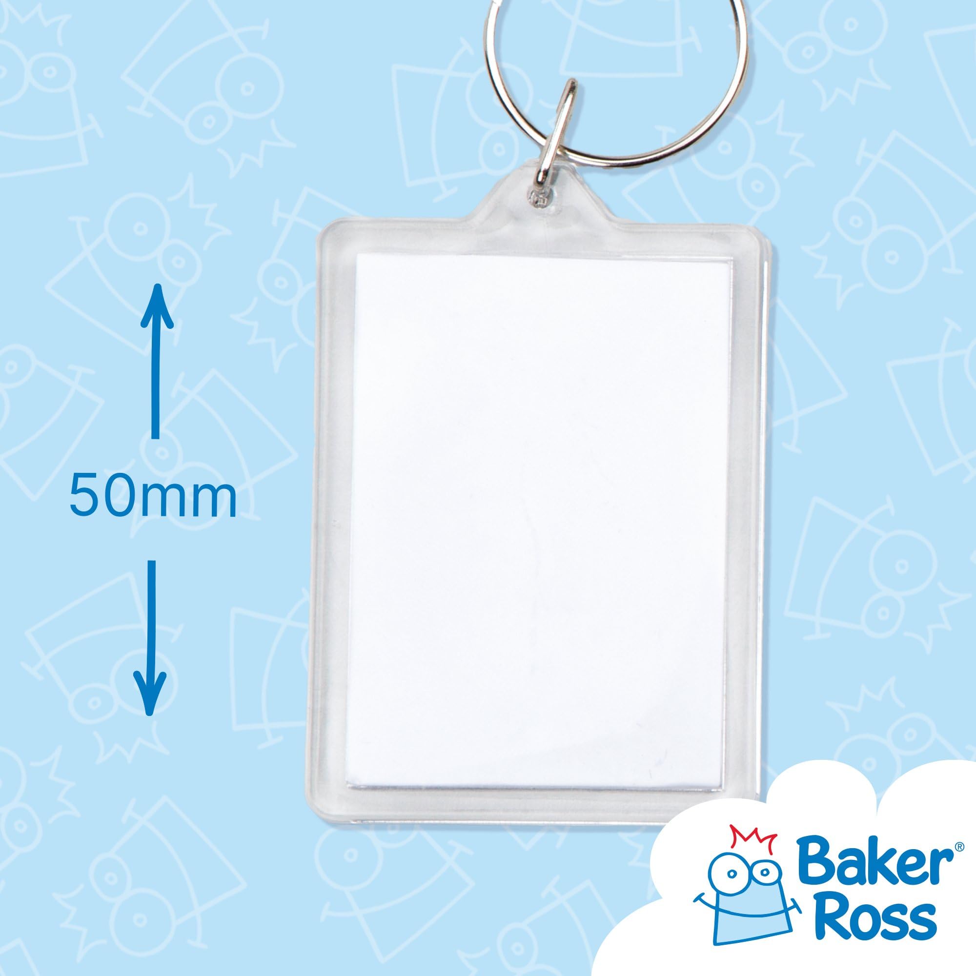 Baker Ross Make Your Own Keyring Kit - Pack of 8 | Craft Kit for Kids | White Plastic 2
