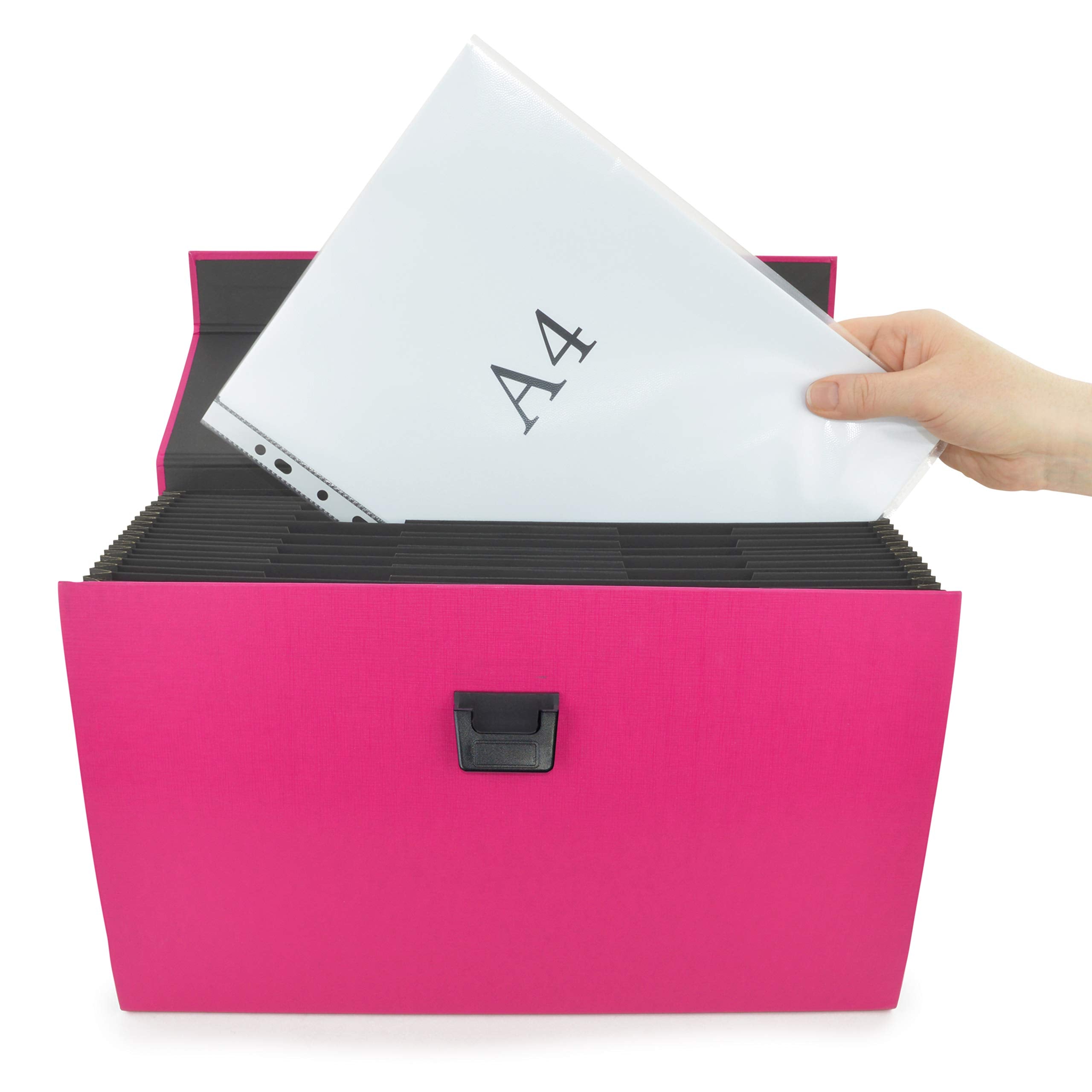 RAPESCO 1554 Expanding Box File Document Organiser - 19 Pocket A4+ | Hot Pink | 100% Recycled Manilla 7