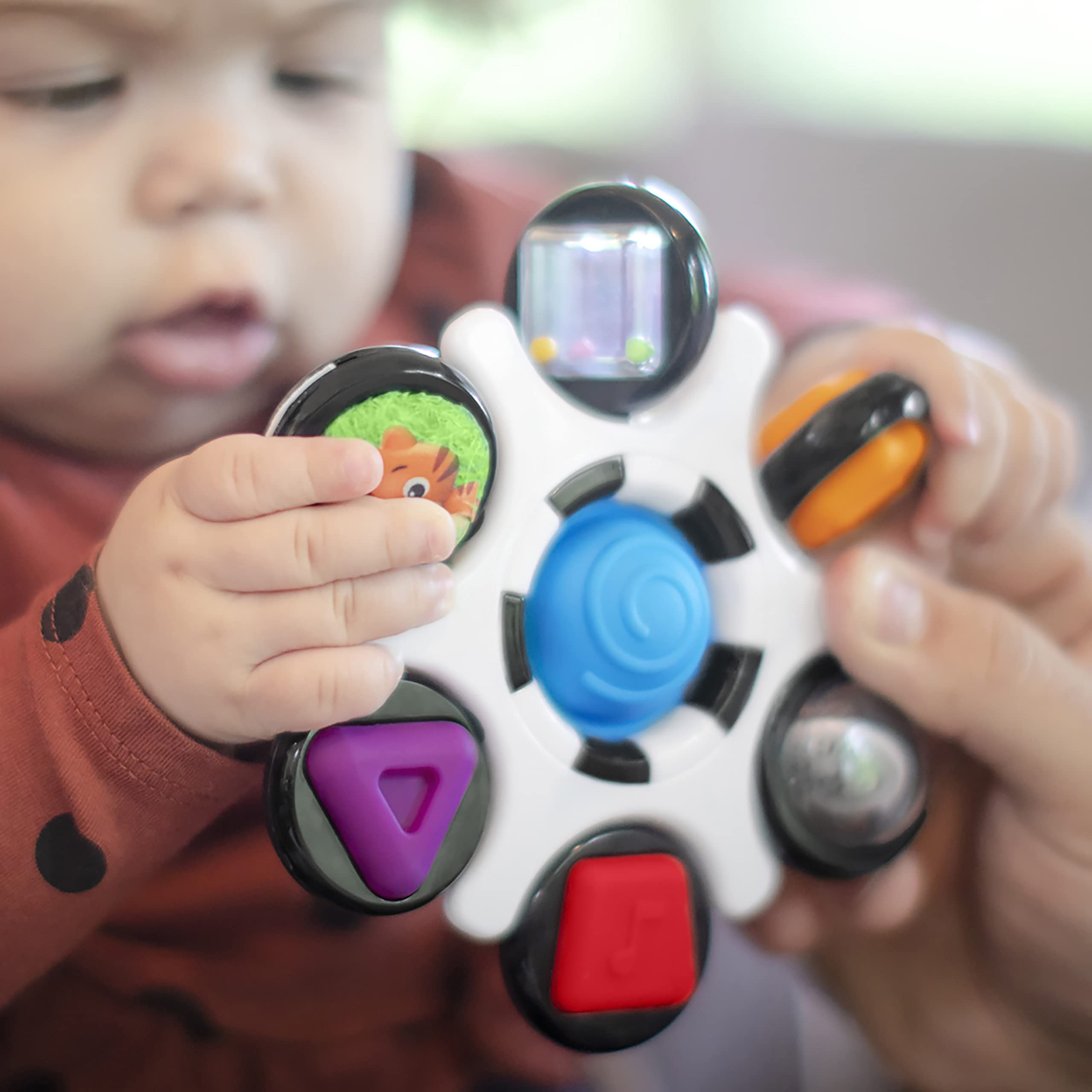 Baby Einstein Curiosity Clutch Fidget Sensory Toy and Pop It Rattle - 6-Activity Infant Toy for 3M+ 4