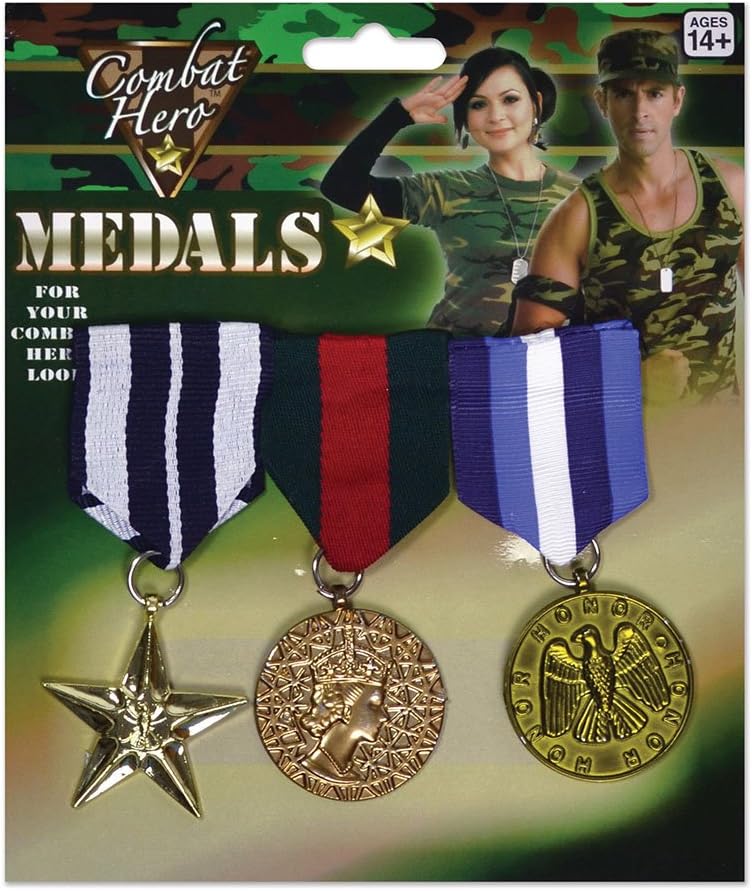 Bristol Novelty BA584 Military Medal Set - 3pc Mens Costume Accessory
