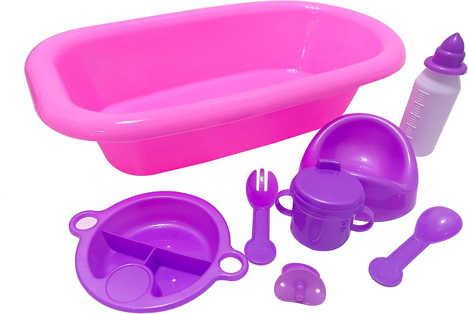 Ram® 8-Piece Kids Pretend Play Baby Doll Bath and Bottle Playset - Ages 3+ 1