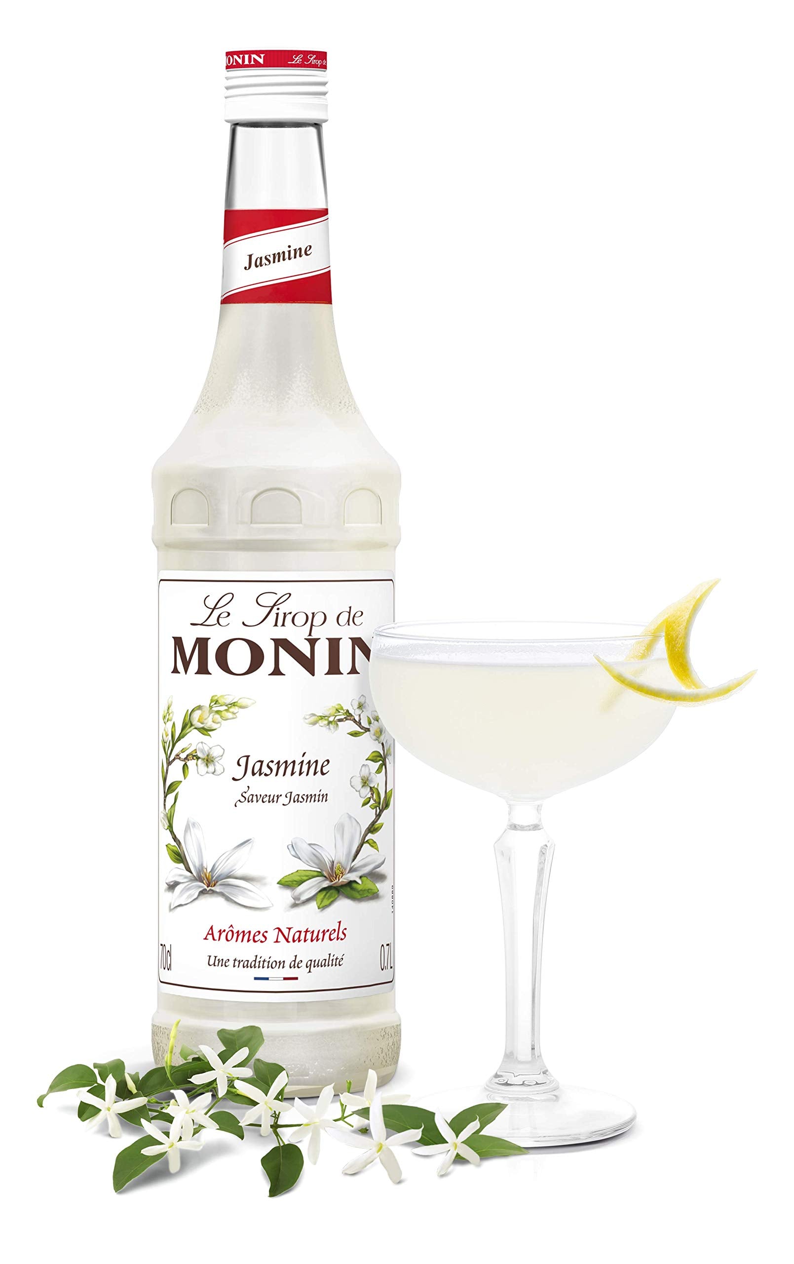 Monin Premium Jasmine Syrup - Floral Notes for Cocktails & Mocktails | 700ml Glass Bottle