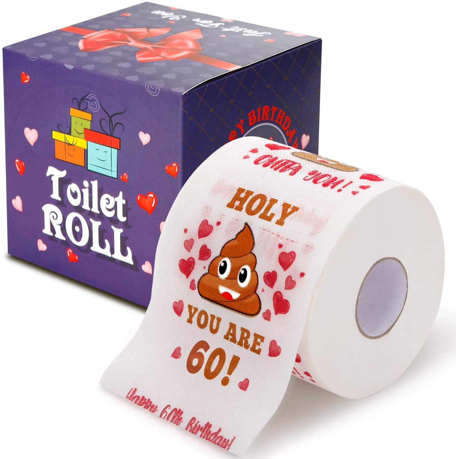 AOZITA 60th Birthday Gag Toilet Paper - 380 Sheets, 3-Ply, Biodegradable | Gift Box Included 2