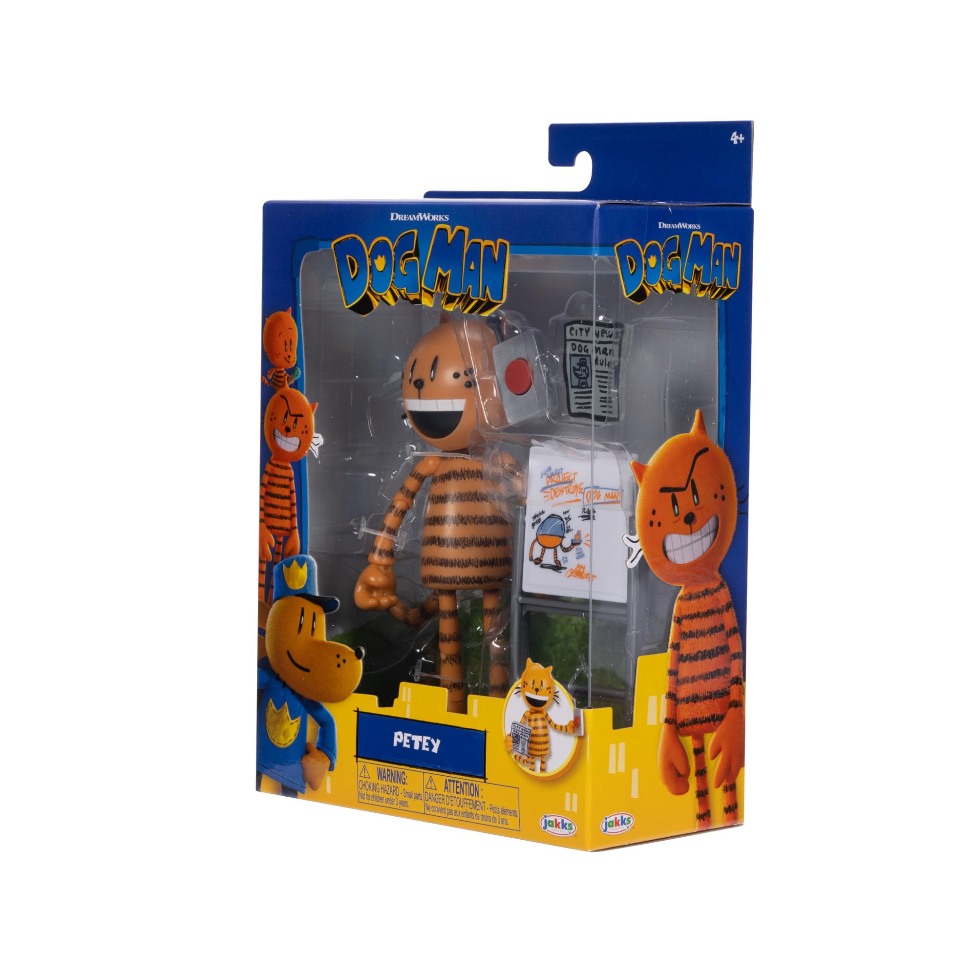 Dog Man Petey Action Figure - 12.7cm Articulated | 14 Points of Articulation | Includes 3 Accessories