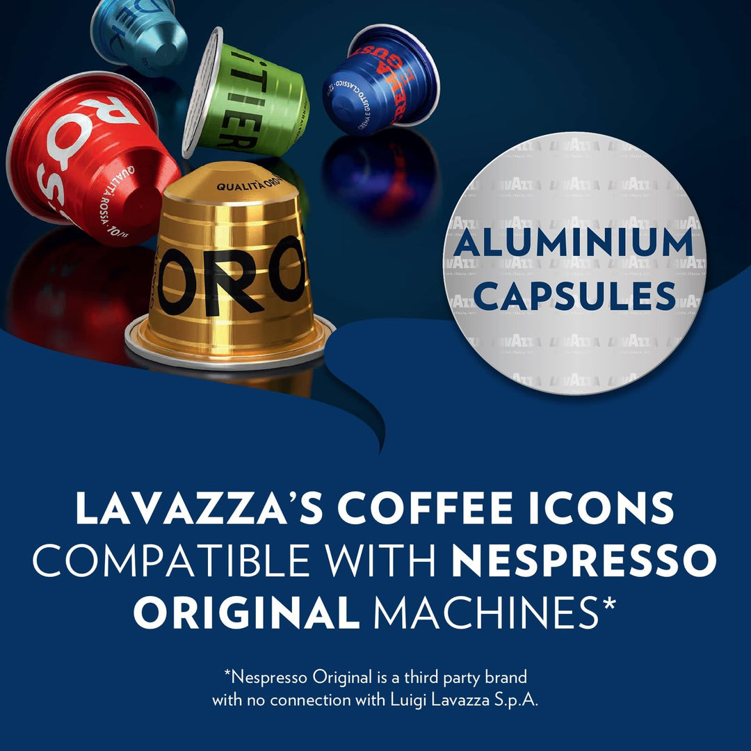 Lavazza Qualità Rossa - 100 Aluminum Coffee Capsules Compatible with Nespresso Original Machines