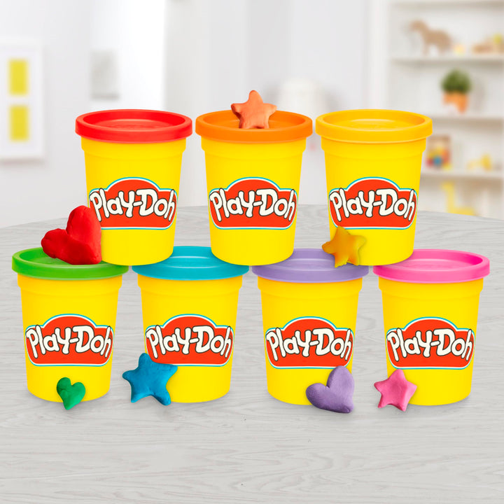 Play-Doh Favorite Colors 9-Pack Set with 7 Large & 2 Small Cans – Red, Orange, Yellow, Green, Blue, Purple, Pink, Black, White