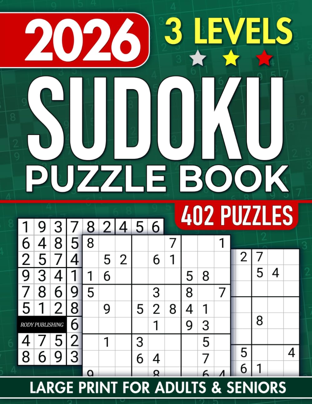 Rody Publishing & Dazzle Mind Sudoku Book for Adults and Seniors - 402 Puzzles | Large Print | Paperback
