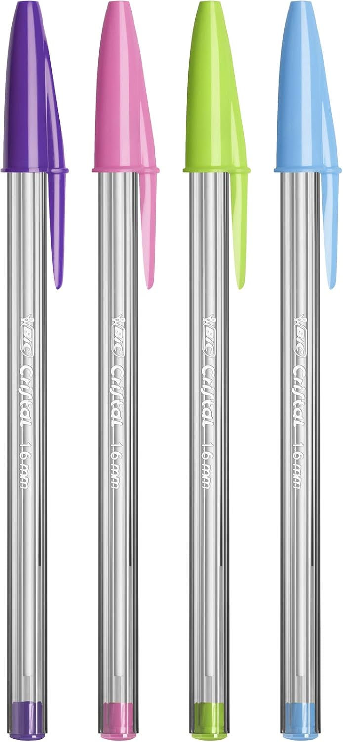 BIC Cristal Fun Ballpoint Pens Wide Point (1.6 mm) – Assorted Colours, Pouch of 10, 921342