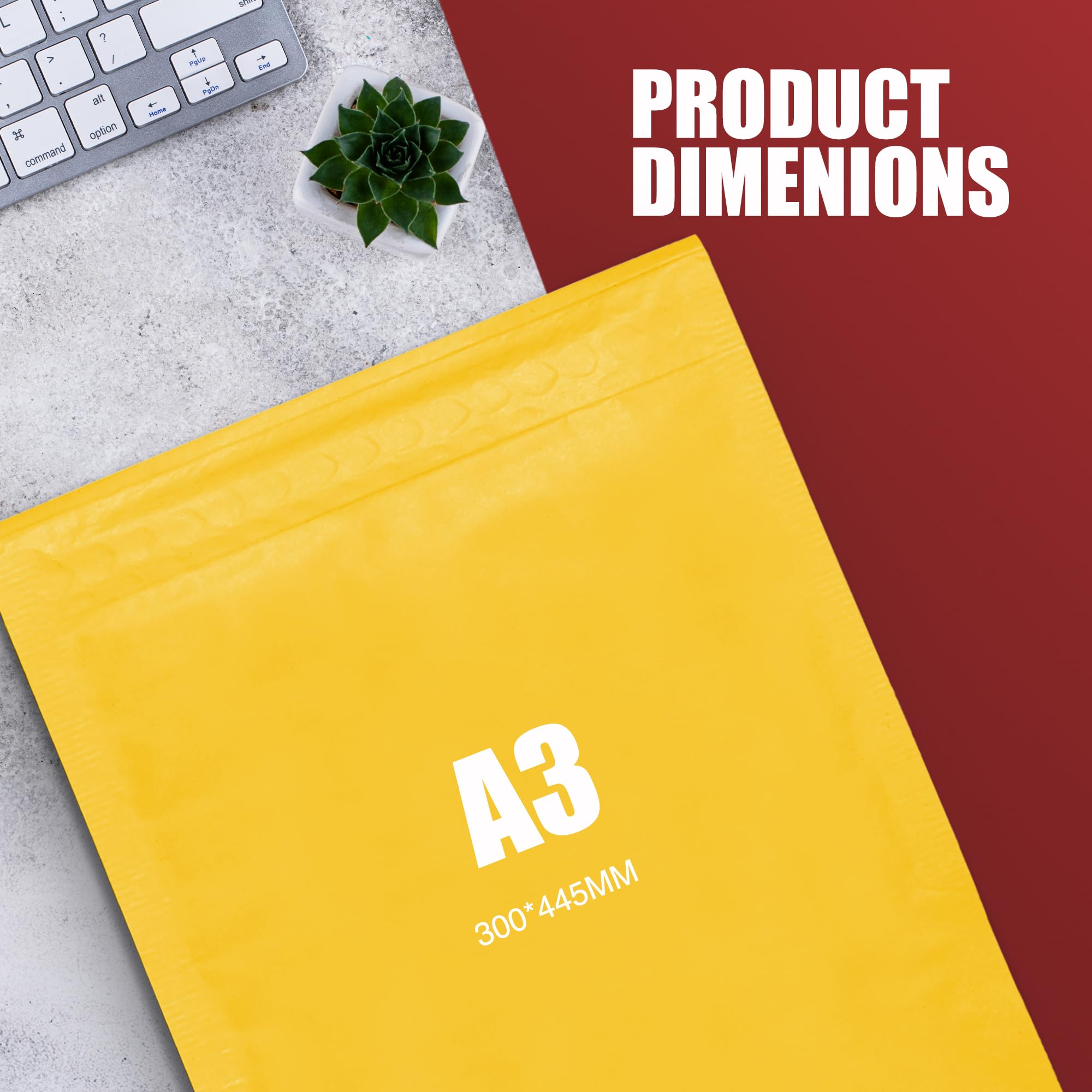 Merrimen Padded Envelope Mailers - A3 Size, 10 Pack Gold | Lightweight Protective Shipping 2