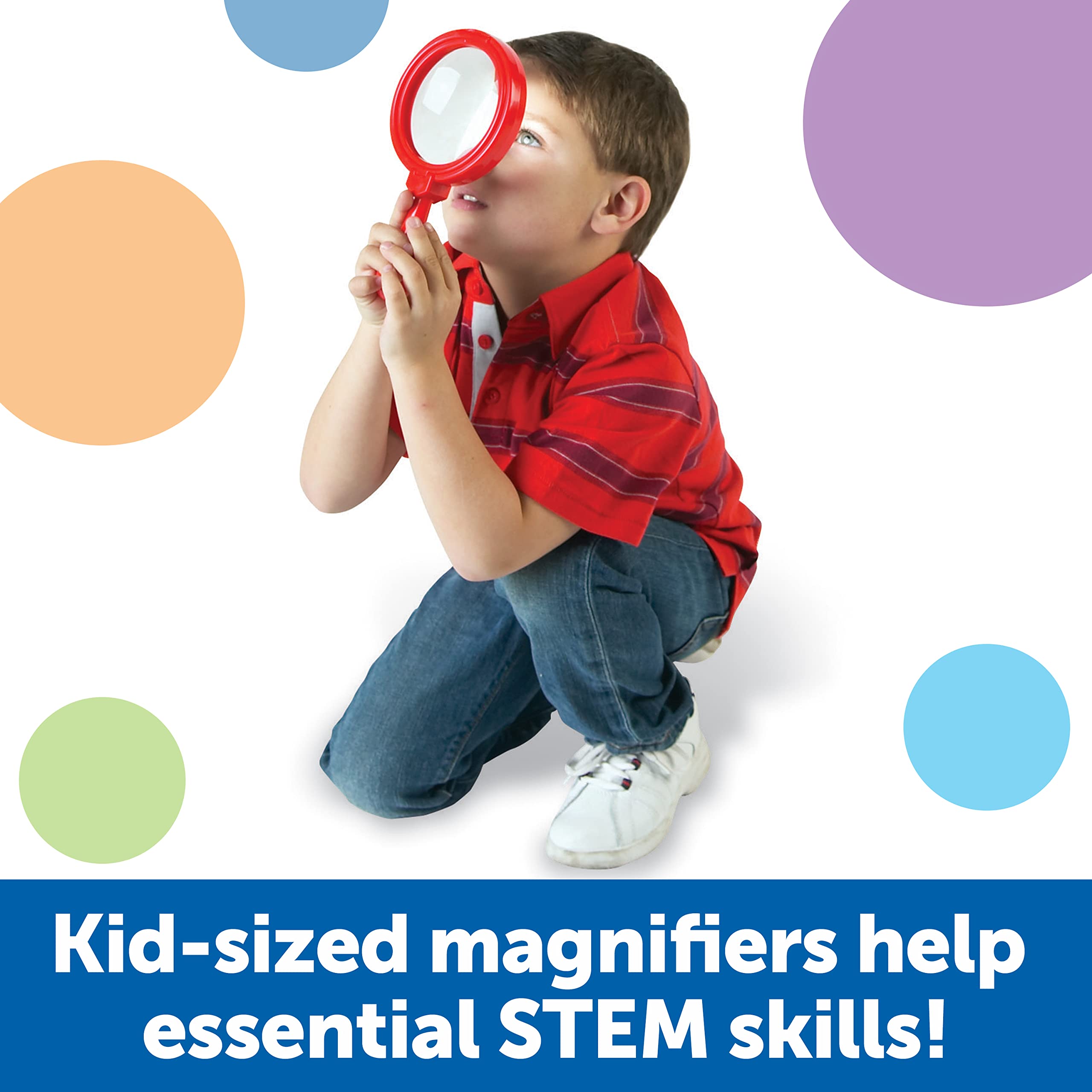 Learning Resources Jumbo Magnifiers - 4.5x Magnification Set of 6 for Kids 8