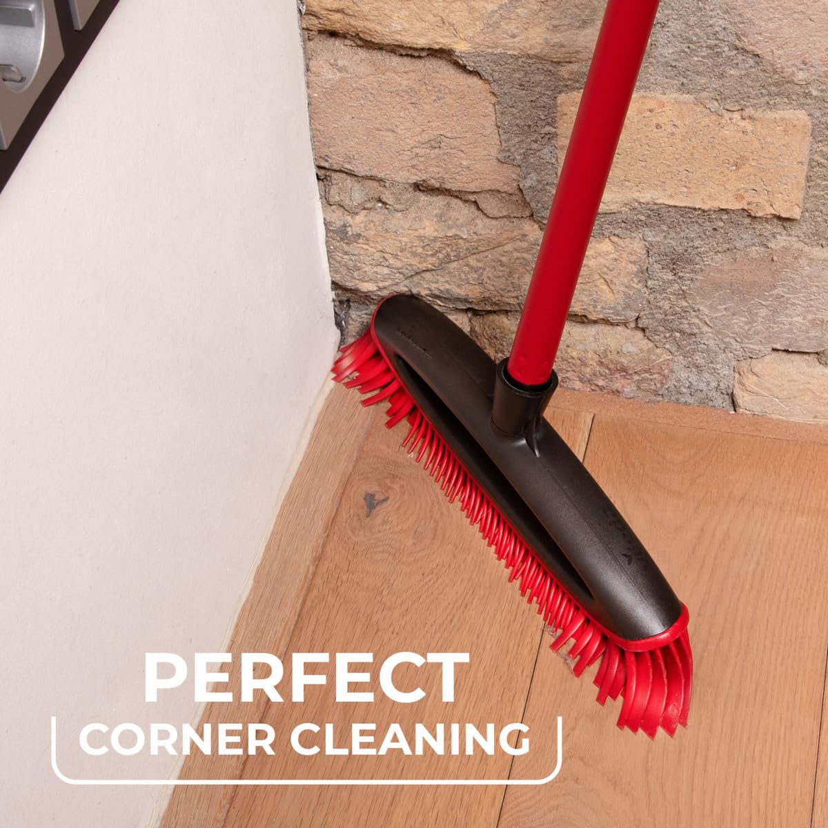 Vileda Pet Pro Always Clean Broom - Rubber Broom for Pet Hair Removal, Angled Bristles for Corners, Easy Rinse Clean, Red 4