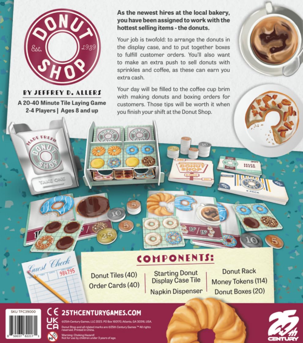 25th Century Games Donut Shop Board Game | 2-4 Players | 30 Min Playtime | Ages 9+