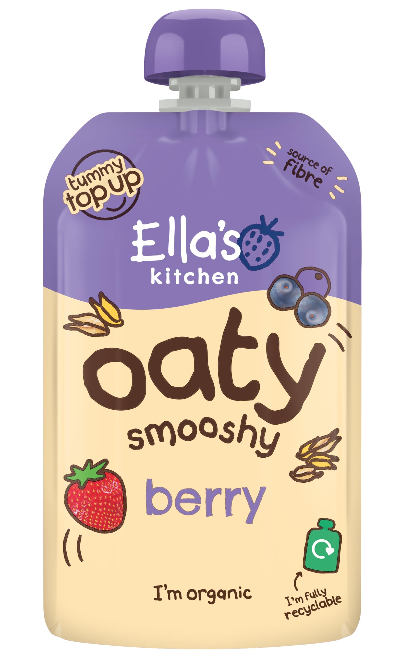 Ella's Kitchen Berry Oaty Smooshy Organic Fruit & Cereal Mix, 4 x 90g Pouches