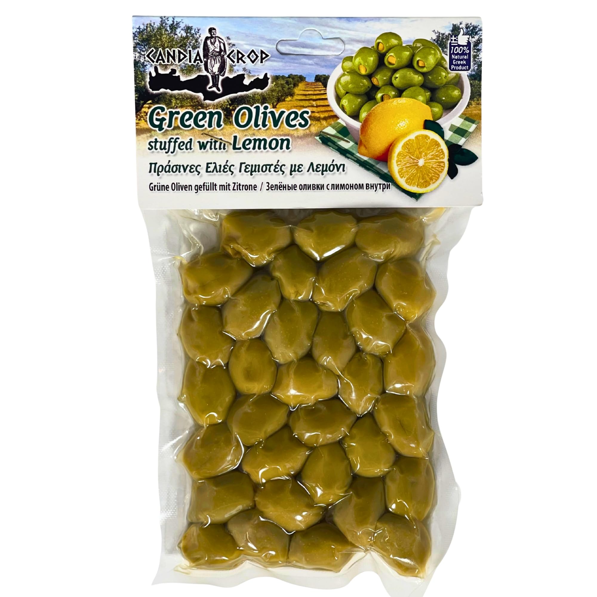 Candia Crop Greek Green Olives Stuffed with Lemon - 200g (Pack of 5) | 1kg Total 1