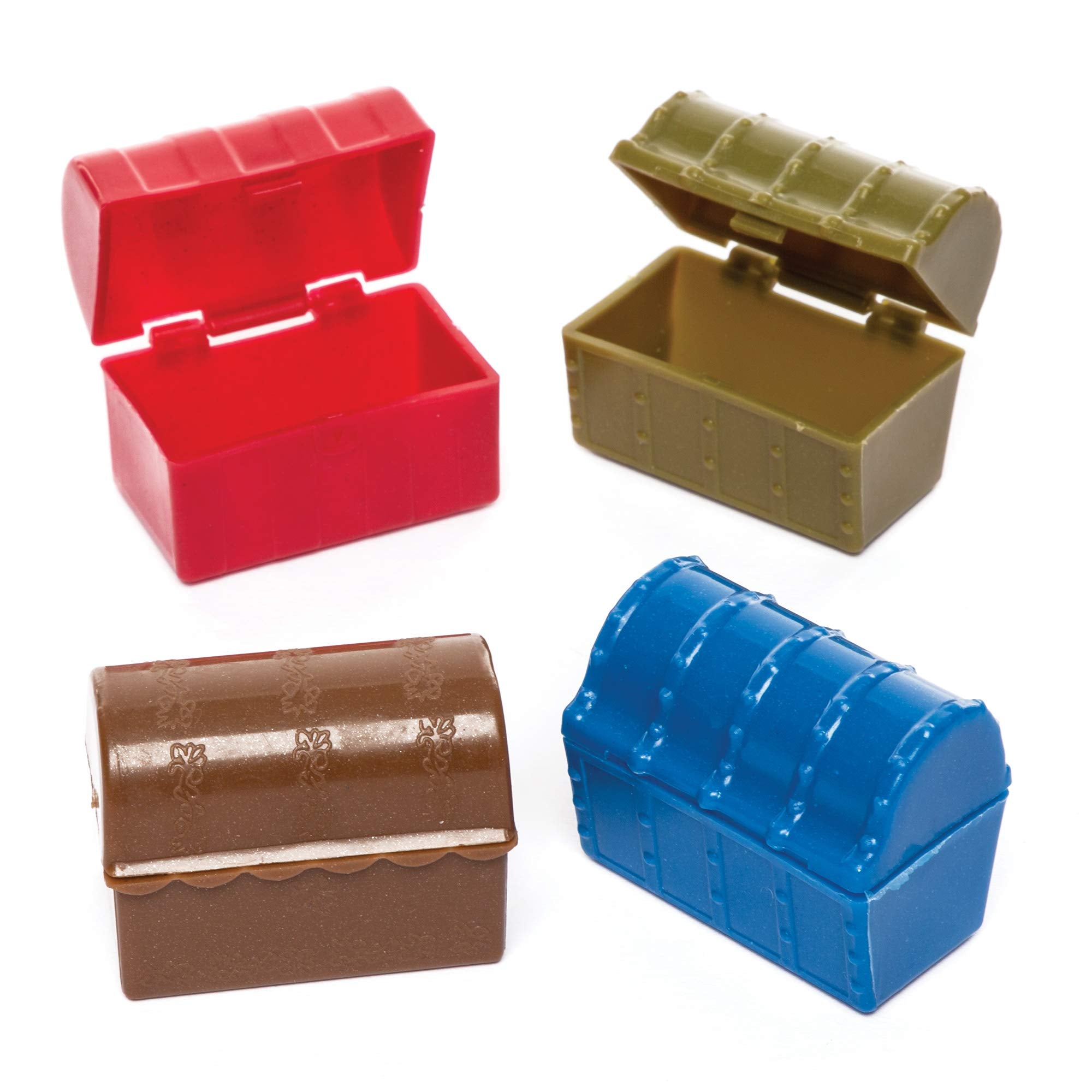 Baker Ross Mini Treasure Chests (Pack of 8) - Plastic Pirate Party Bag Fillers | Assorted Colours 1