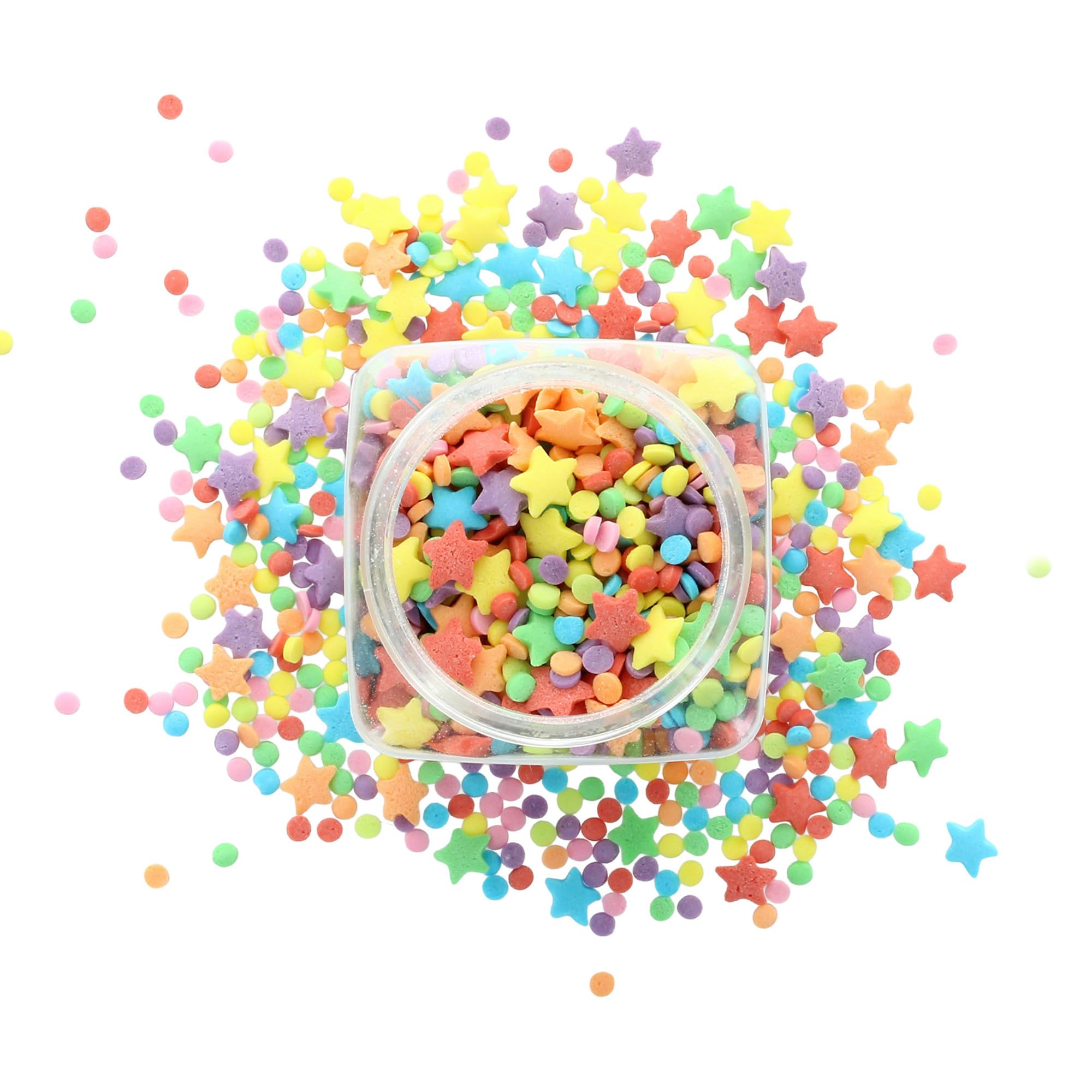 Baked with Love Confetti Bright Sprinkles - Multi-Coloured Sugar Shapes | 85g Resealable Bottle 3