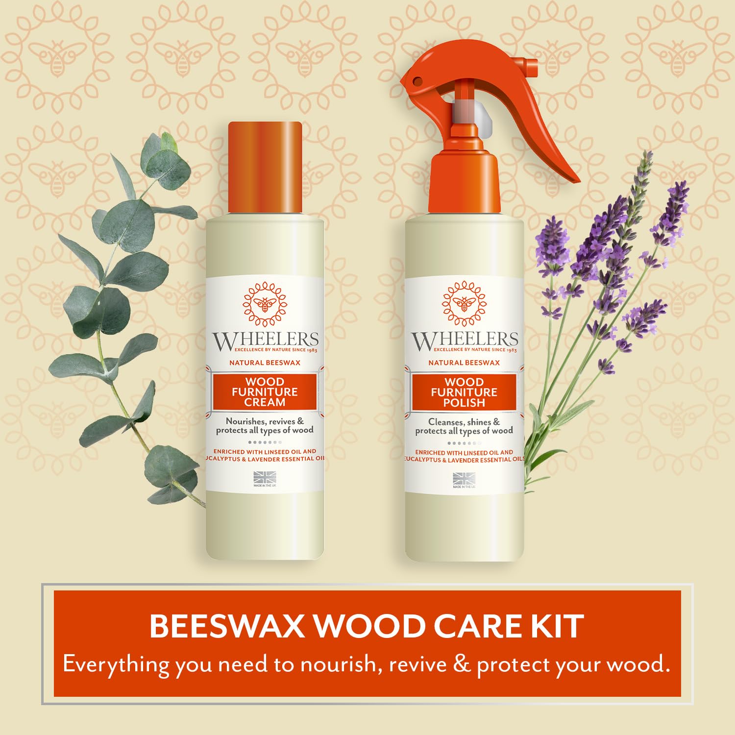 Wheelers Natural Beeswax Wood Care Kit - Restores & Protects All Wood Types | Eucalyptus & Lavender Scent 2
