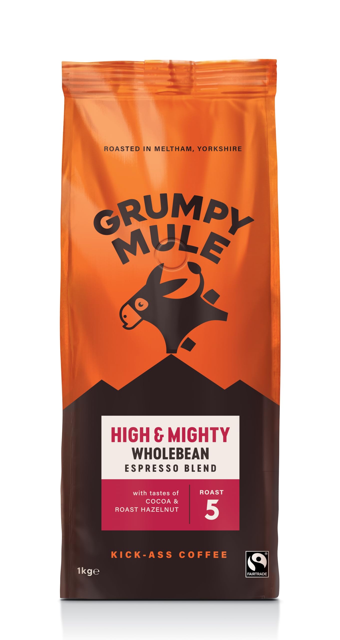 Grumpy Mule High and Mighty Espresso Blend Whole Coffee Beans - Fairtrade Arabica Coffee with Cocoa & Hazelnut Notes 1