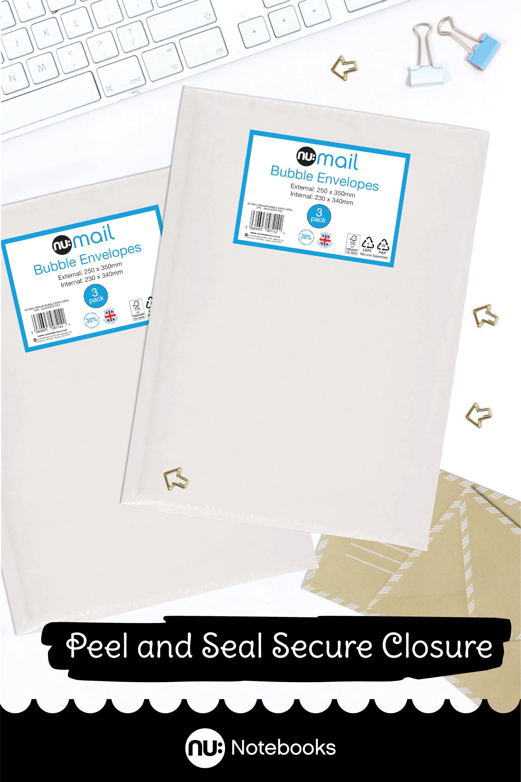 nu: Mail Padded Bubble Envelope Medium - Protective Packaging | 3 Pack | White 5
