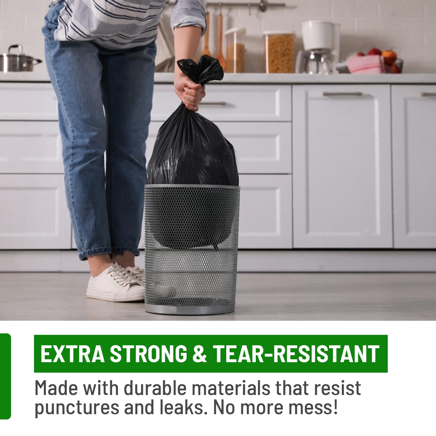 delka Heavy Duty Bin Bags - 75L Capacity, 50 Count, Black Plastic Liners 4