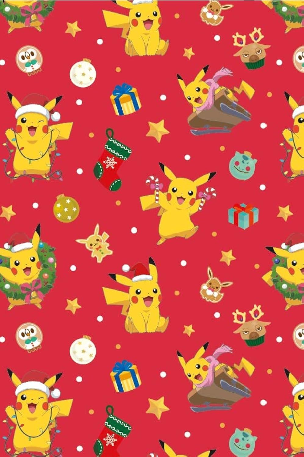 Danilo Promotions Pokemon Christmas Wrapping Paper - 4 Sheets | Pikachu Design | 70cm x 50cm 1