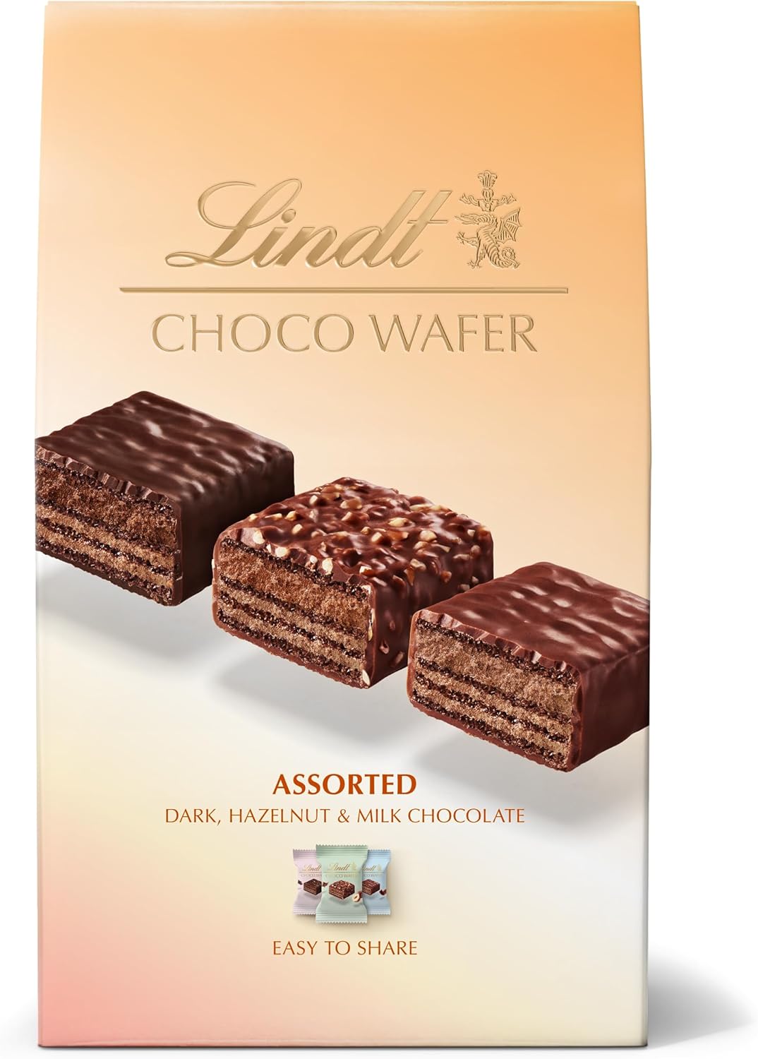 Lindt Choco Wafers Verschiedene Geschmacksrichtungen - Waffeln mit Milch-, Zartbitter- und Haselnussschokoladenüberzug 135 g