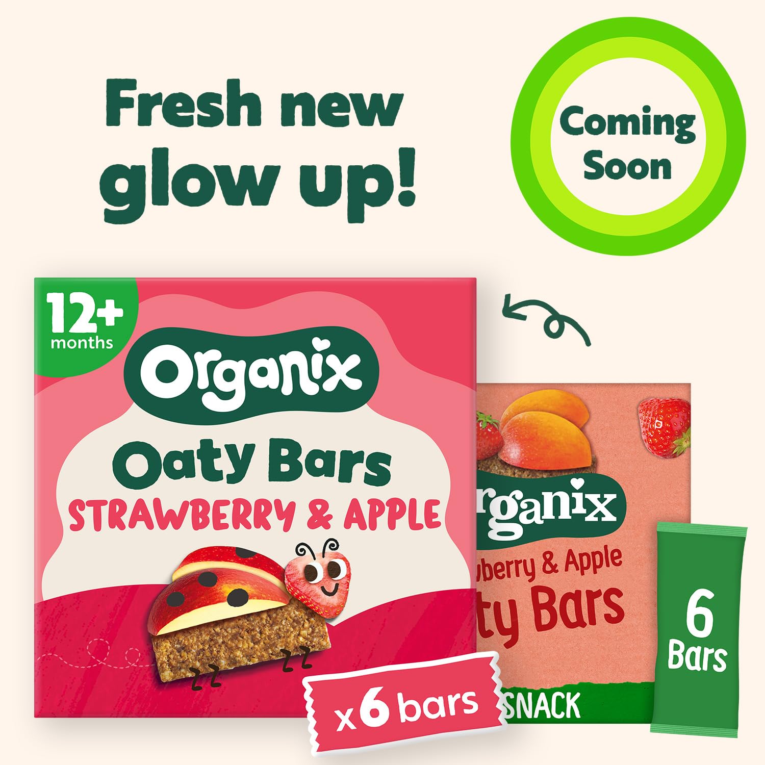 Organix Strawberry & Apple Organic Oaty Snack Bars - 6 Boxes of 6 x 23g 2