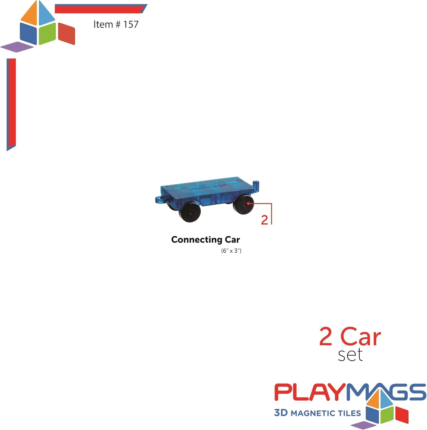Playmags 3D Magnetic Blocks - 2-Piece Magnetic Car Set for Kids 3
