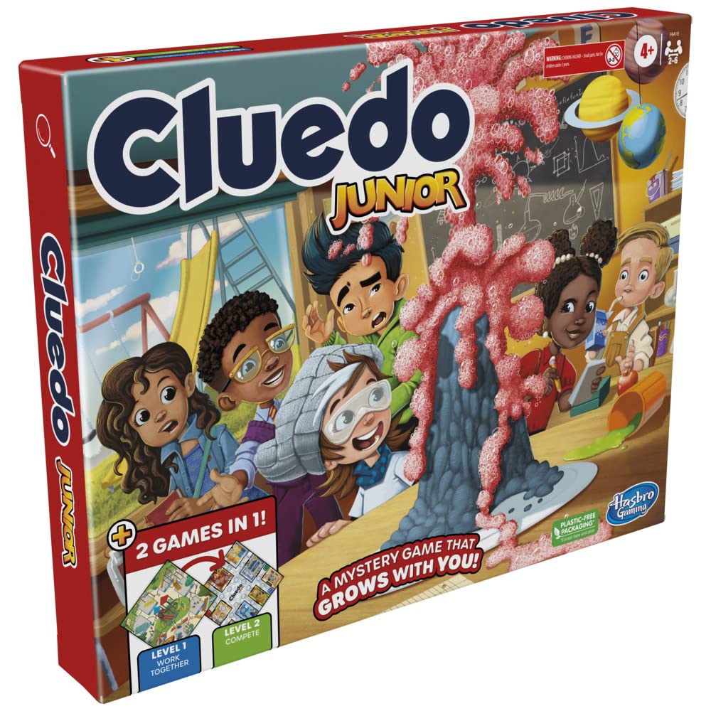 Hasbro Gaming Cluedo Junior Board Game, 2-in-1 Detective Game for Kids 4+ Years, Double-Sided Gameboard for 2-6 Players