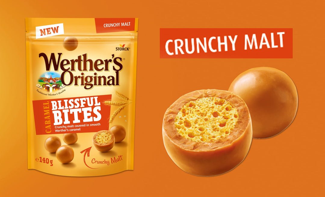 Werther's Original Caramel Blissful Bites, Crunchy Malt & Creamy Caramel Treats, Vegetarian, 140g
