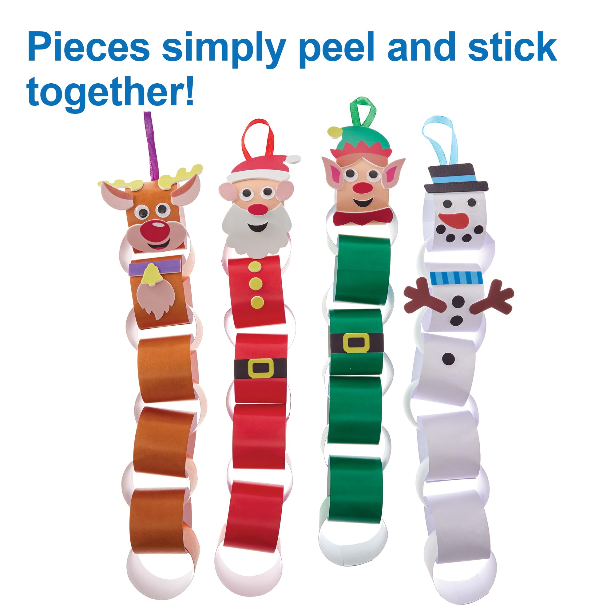 Baker Ross FN344 Christmas Characters Paper Chain Craft Kits - Pack of 4 (Santa, Reindeer, Snowman, Elf) 10