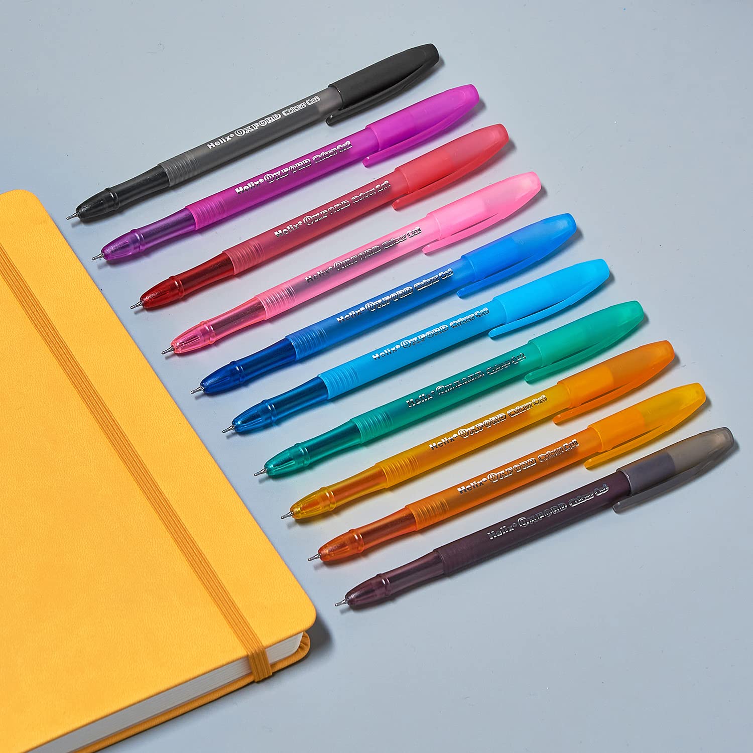 Helix Oxford Colour Gel Pens - 10 Pack Assorted Vivid Colors | 0.7mm Needle Point | Ergonomic Grip 4