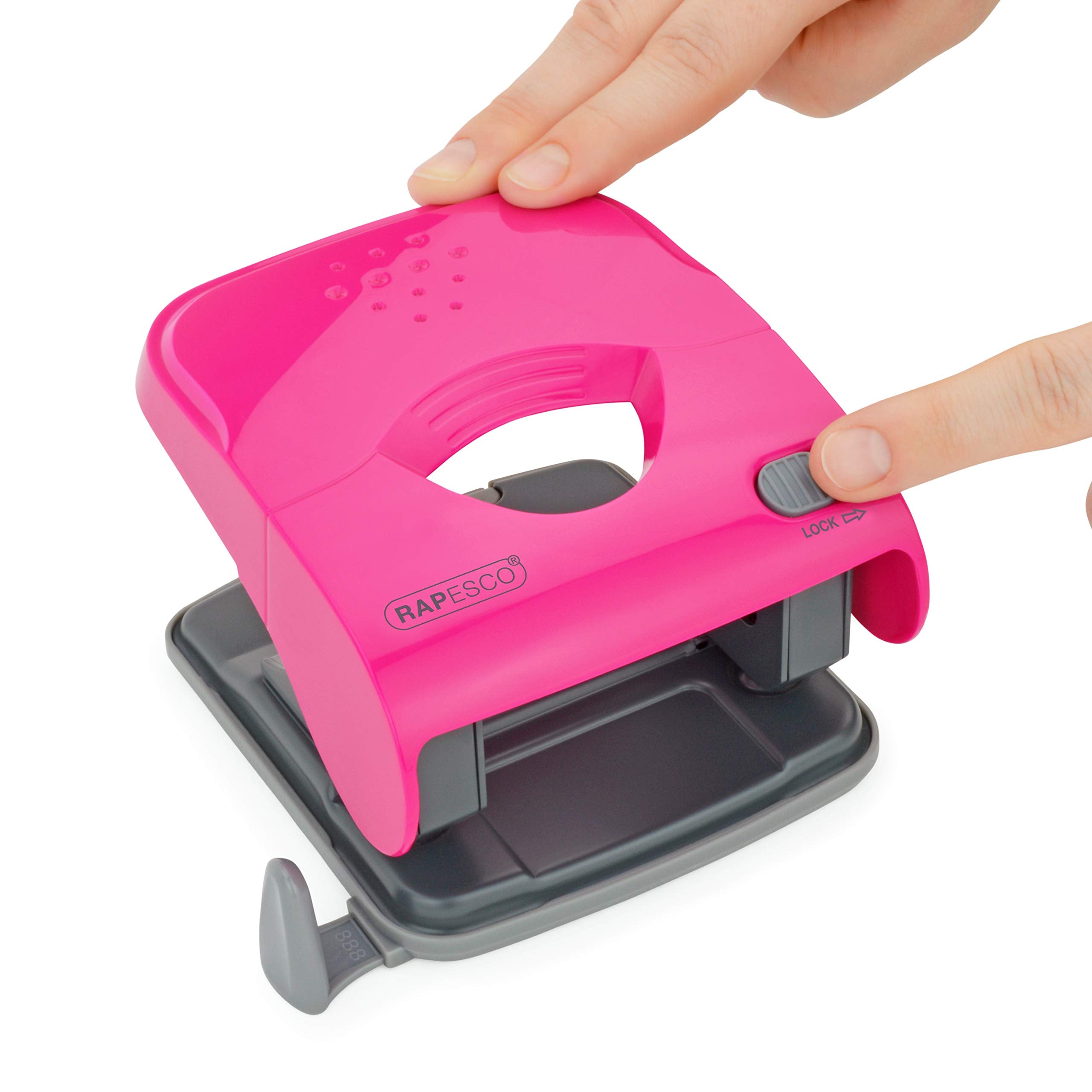 RAPESCO X5-40ps Less Effort 2 Hole Punch - 40 Sheet Capacity | 5.5mm Holes | Hot Pink 4