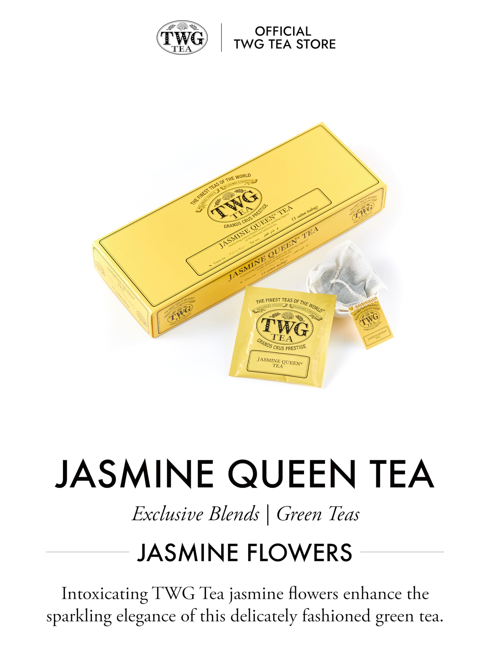 TWG Tea - Jasmine Queen Tea | Green Tea with Sweet Lemon & Rose | 15 Hand-Sewn Cotton Teabags | Gift Set 2