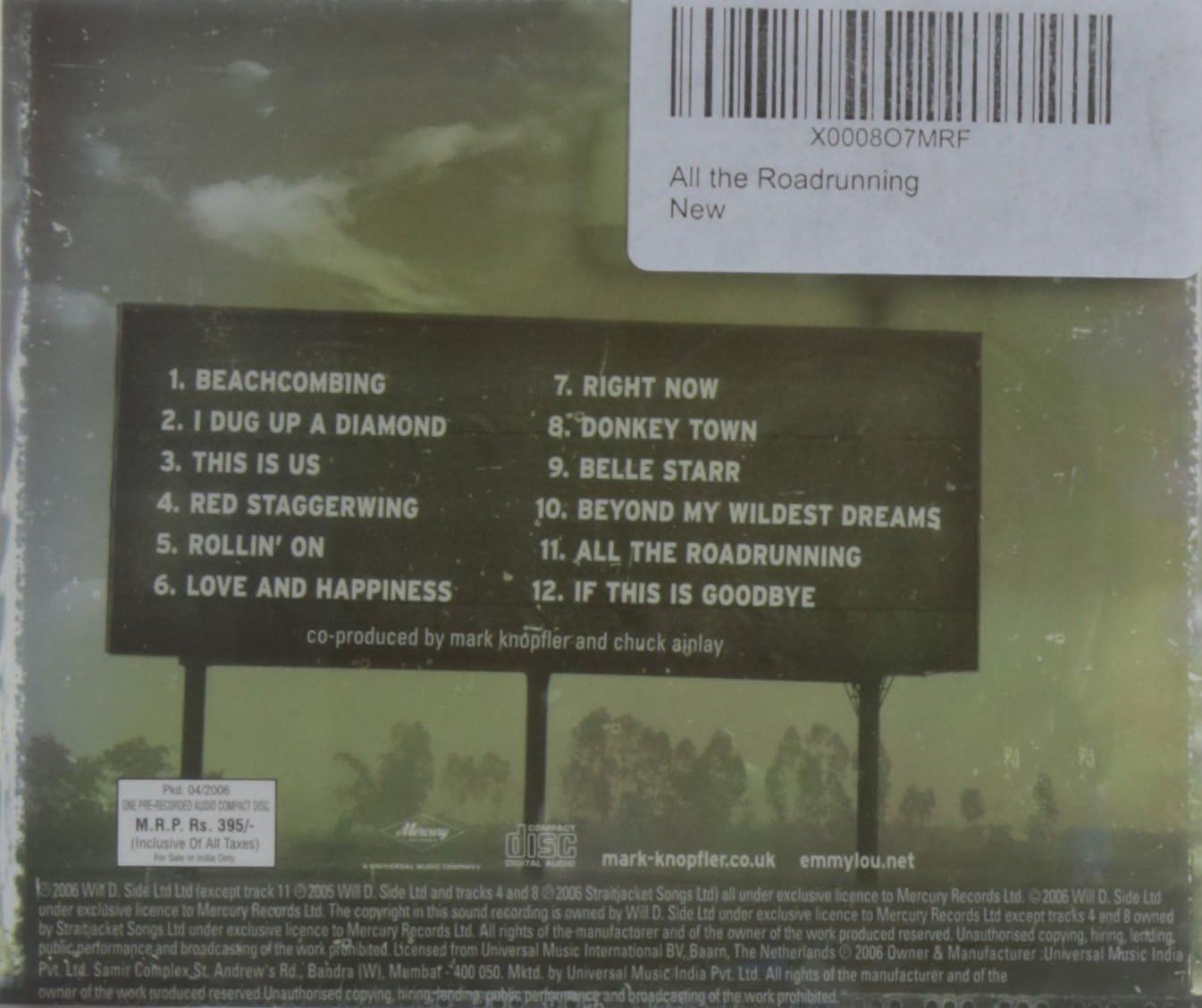 Mark Knopfler & Emmylou Harris - All The Roadrunning [Audio CD] 2