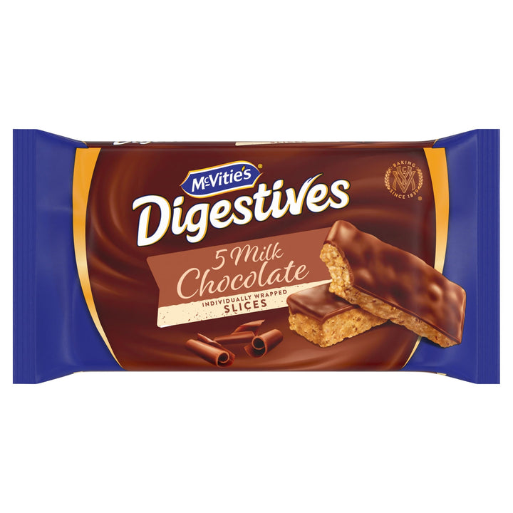 McVitie's Digestives Milk Chocolate Slices, 5 Slices, 124 g (Pack of 1)