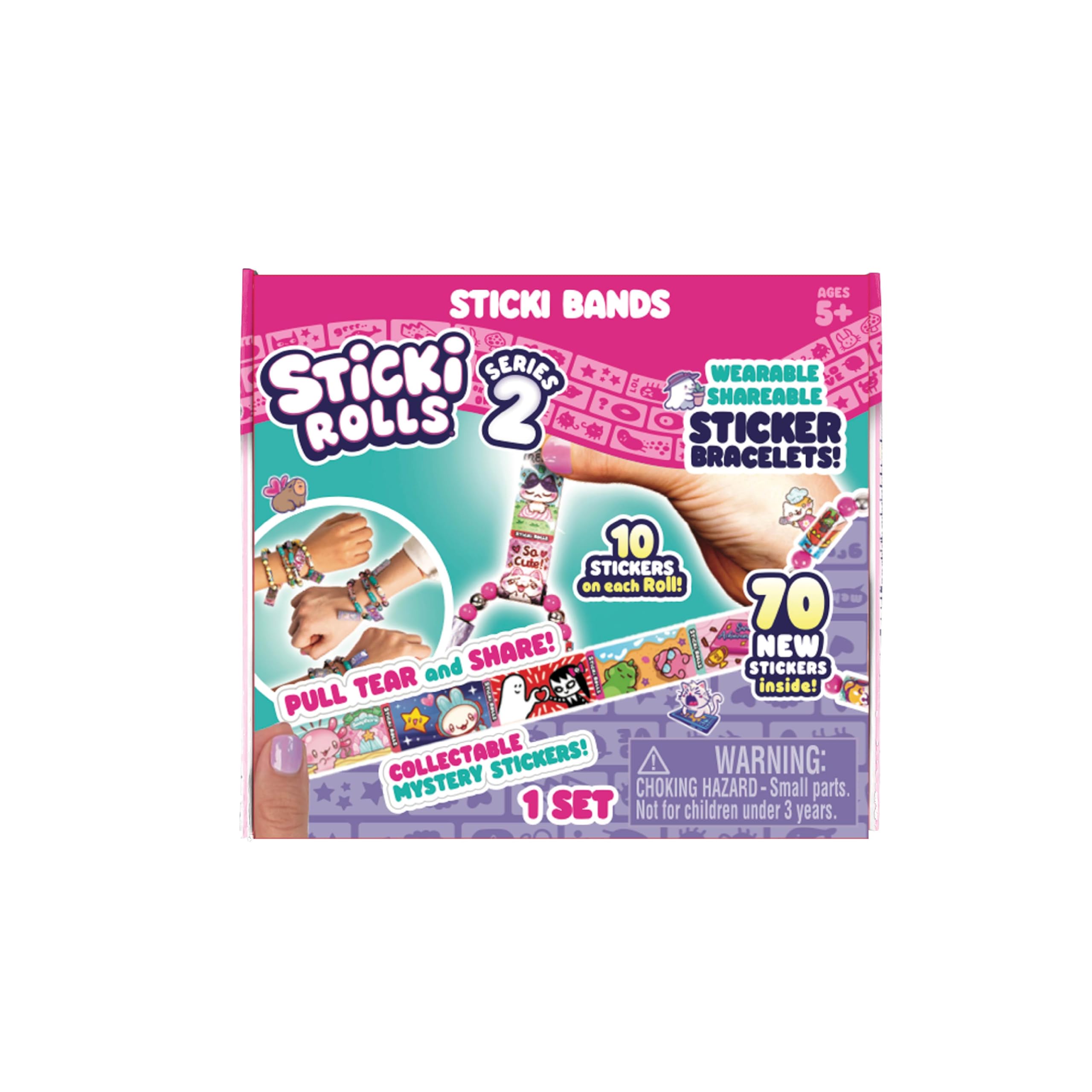 Sky Castle Sticki Rolls Sticki Bands Series 2 - Multicolor Holographic Sticker Bracelet Pack 3