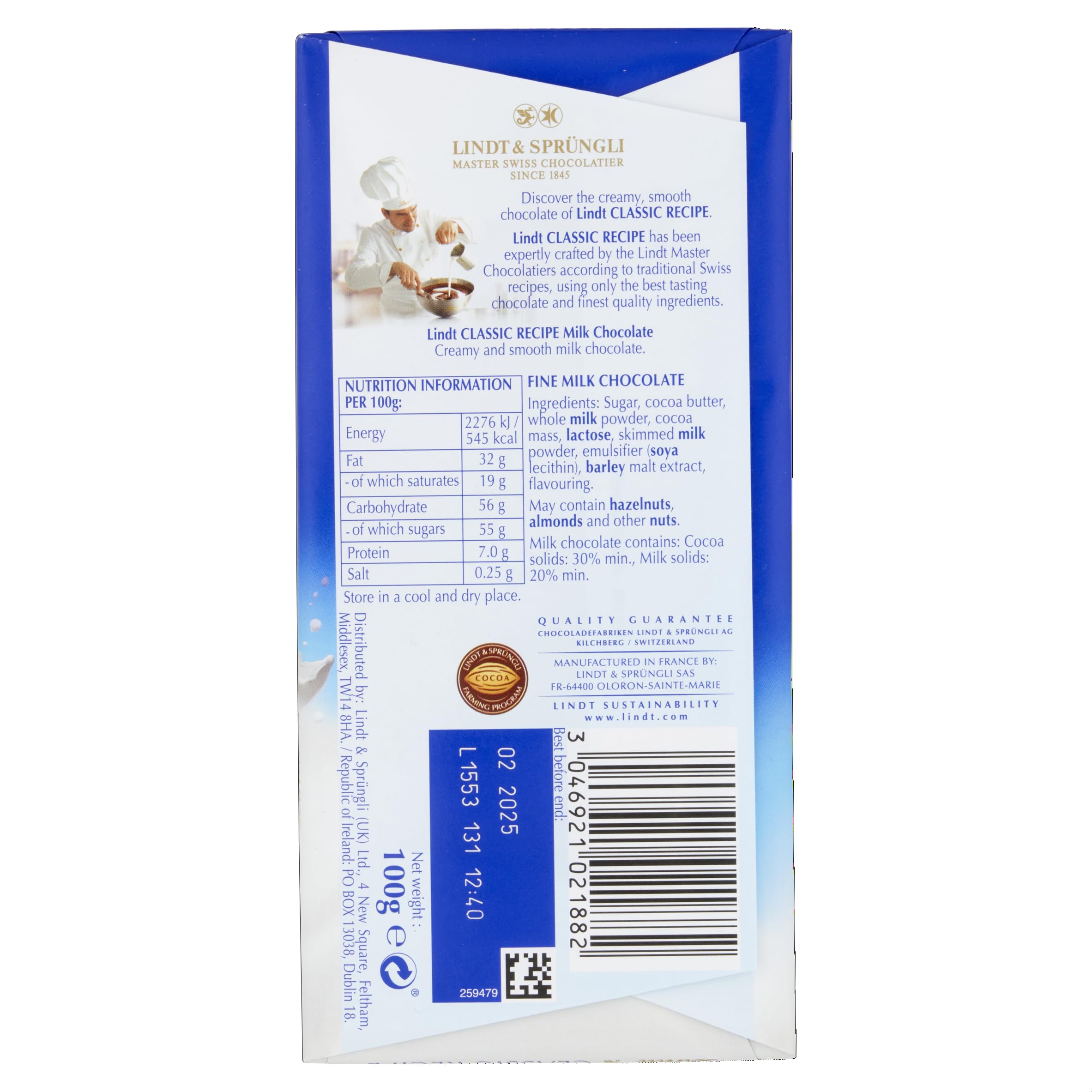 Lindt Classic Rezept Milchschokolade 100g 4