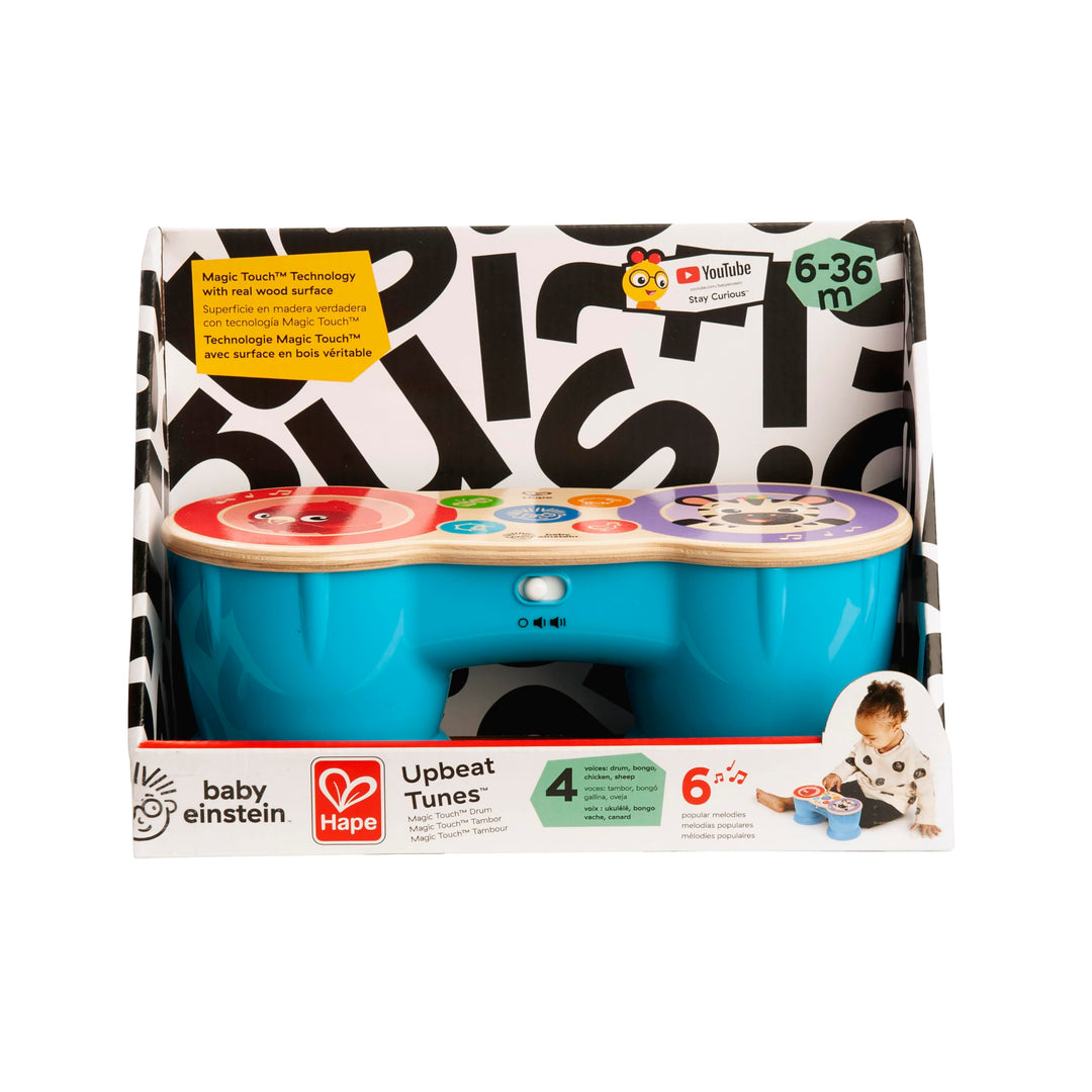 Baby Einstein Upbeat Tunes Magic Touch Drum - Wooden Musical Toy for Toddlers 6M+