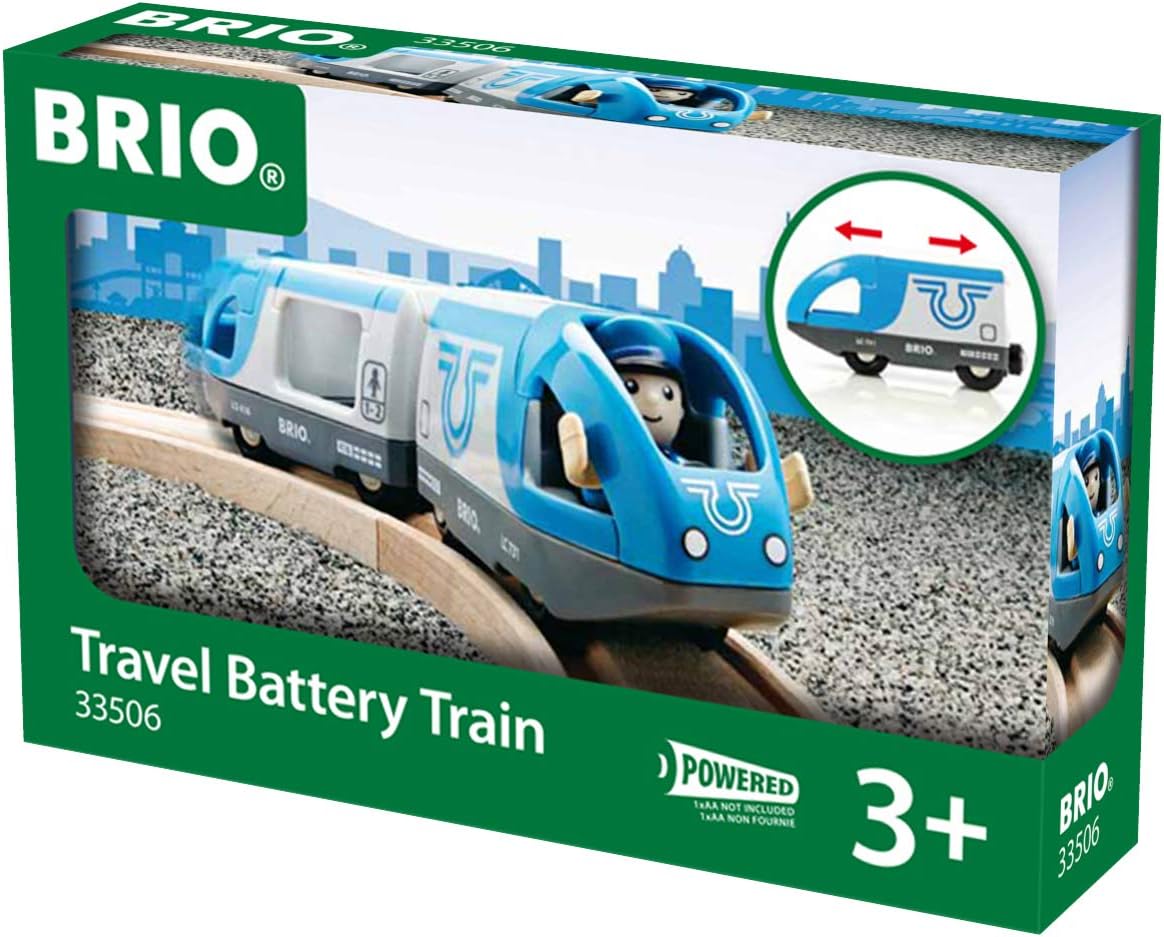BRIO World Travel Battery Train - Battery-Powered Wooden Train Set for Kids 3+ 10